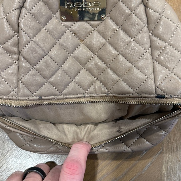 Bebe Beige Quilted Backpack with Gold Details - Picture 8 of 8